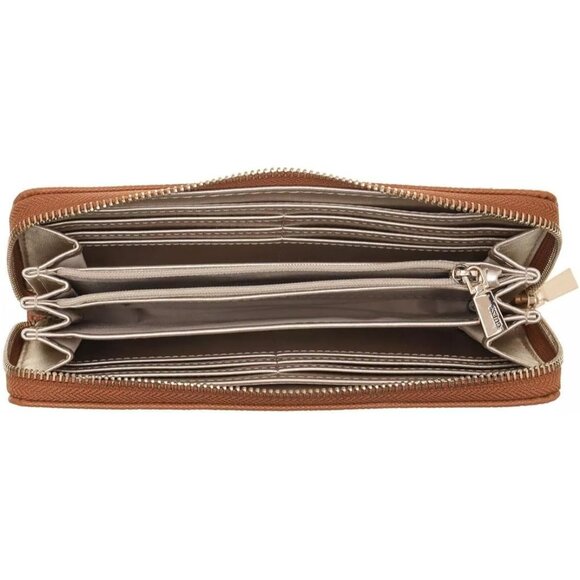 New Guess Women's Laurel Zipper Wallet - Large Wristlet Clutch - Brown - Picture 6 of 8